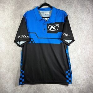 KLIM Race Spec Launch Polo Shirt Mens Size XL Blue Black Motocross Short Sleeve